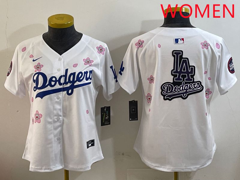 Women Los Angeles Dodgers Blank White Sakura Edition 2025 Nike MLB Jersey style 19